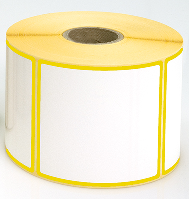 Etiketten, 115 x 50 mm, Rand gelb, 3 Rollen à 1.000 Etiketten