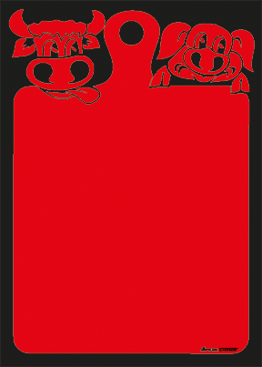 Plakat "Ochse+Schwein", DIN A2, rot, 50 Plakate pro Pack