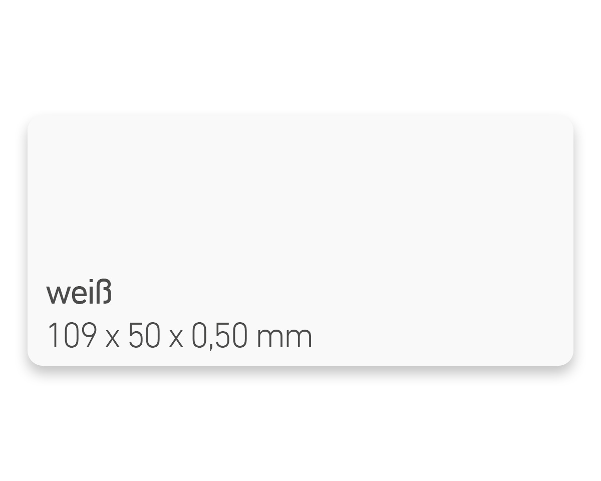 Plastikkarten, 109 x 50 x 0,50 mm, weiß, 450 Karten pro Pack
